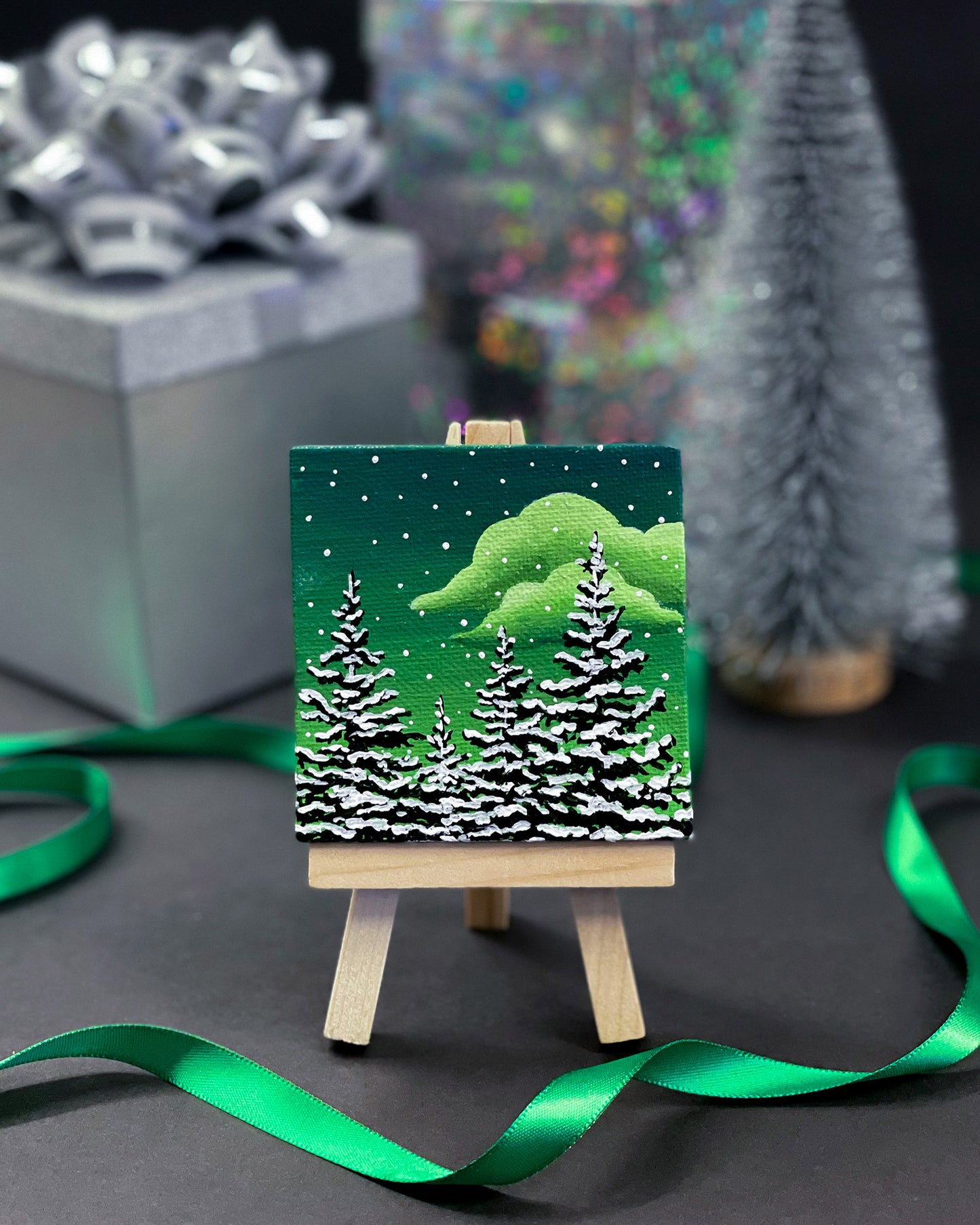 "Frosty Wanderlust" Mini-Painting with Easel