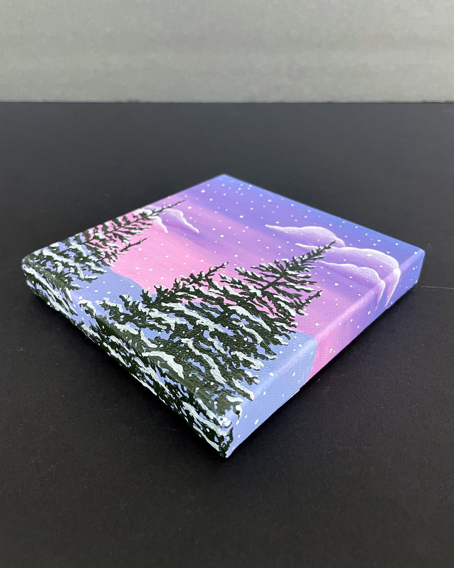 "Twilight Snowfall" Mini-Painting with Easel