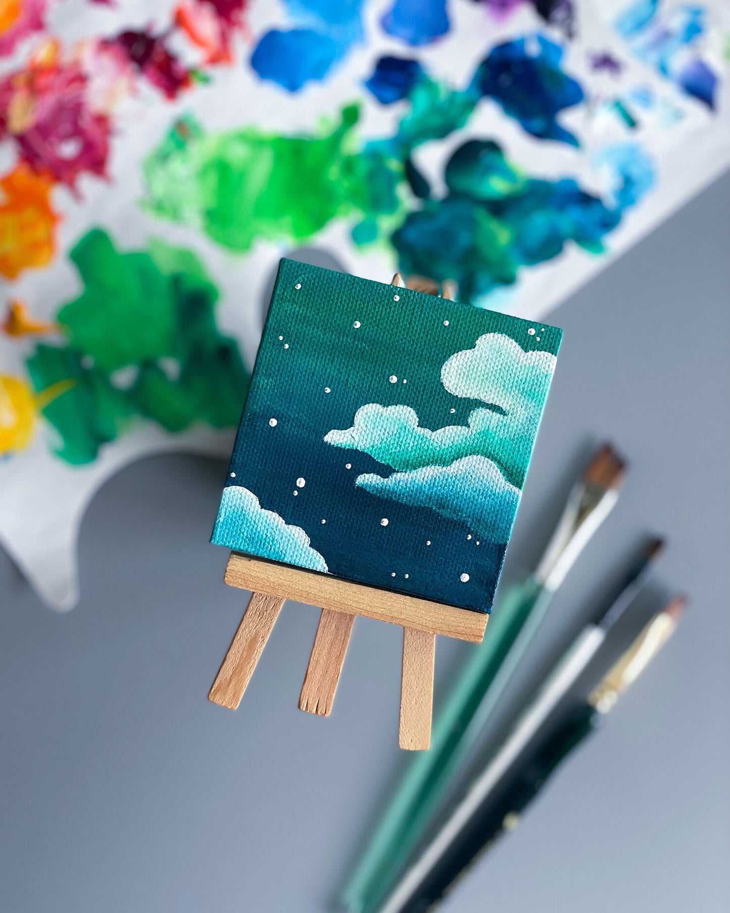 "Aquamarine Dreams" Mini-Painting with Easel