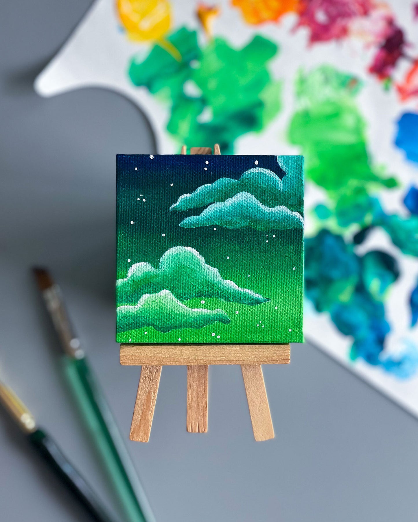 Green Apple Dreams Mini-Painting with Easel