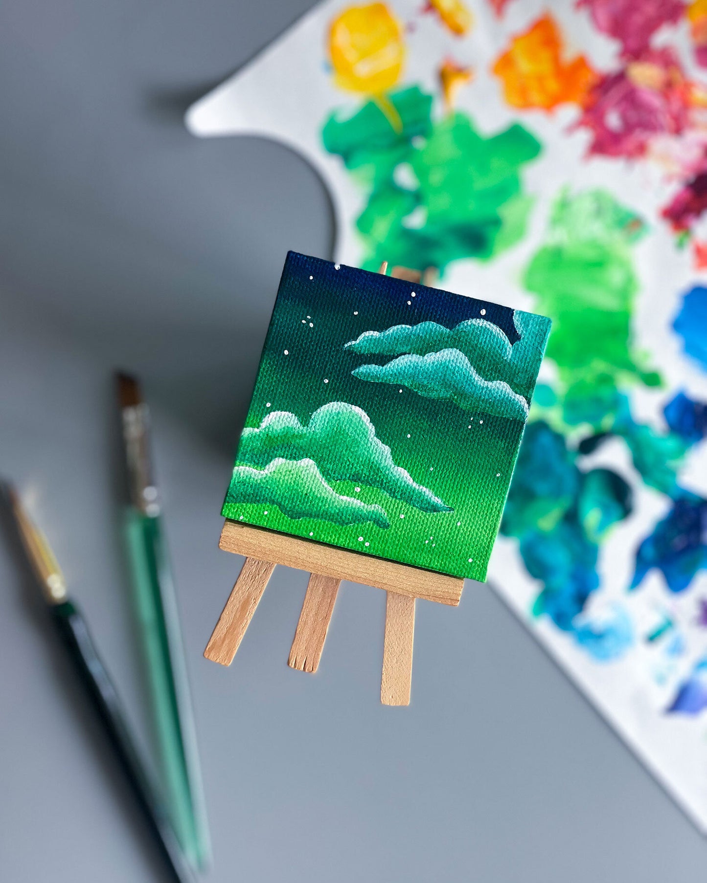"Green Apple Dreams" Mini-Painting with Easel