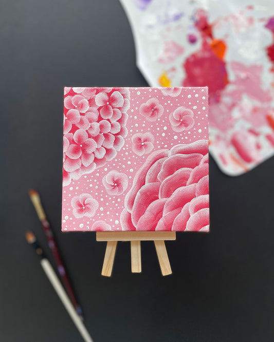 "Gatsby Pink Garden" Mini-Painting with Easel