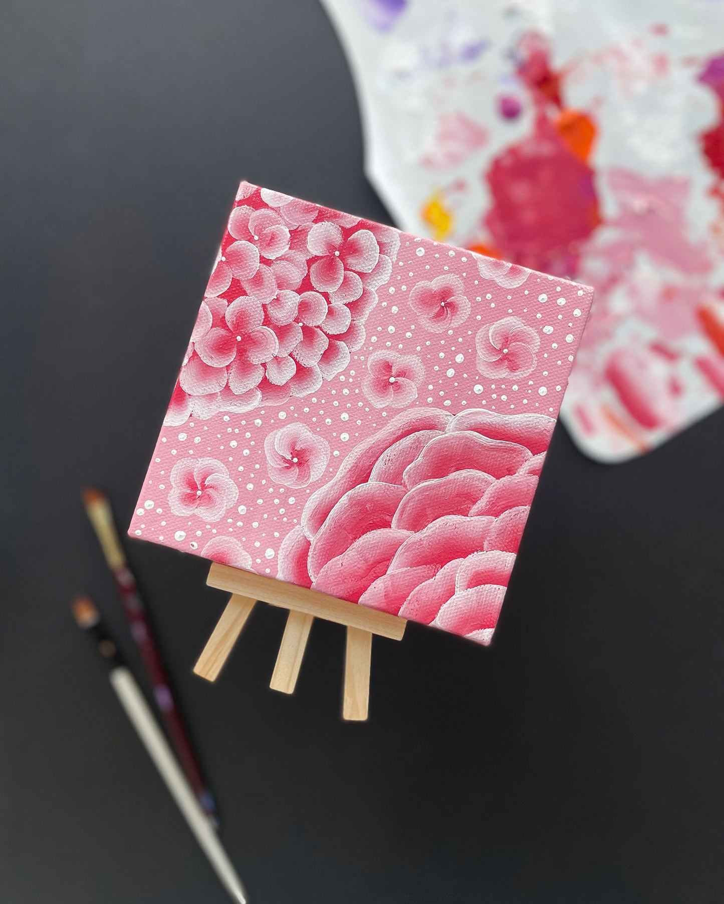 "Gatsby Pink Garden" Mini-Painting with Easel