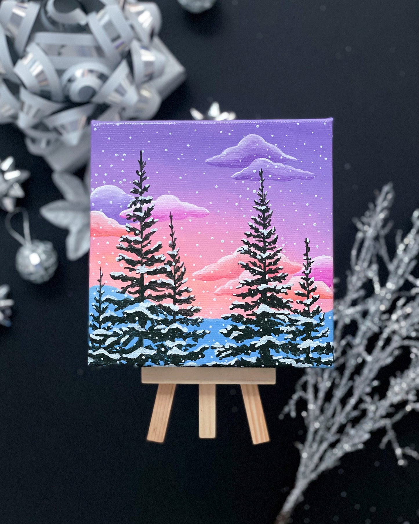 "Snowy Colorado Morning" Mini-Painting with Easel